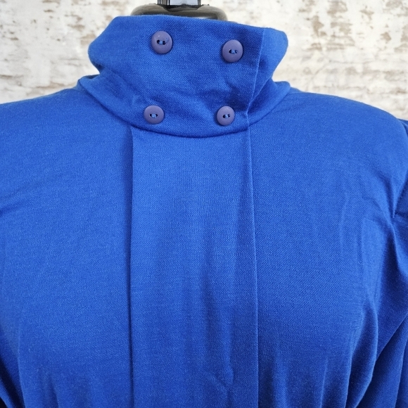 Vintage 1980s Avante Garde Dress Blue Shirt Dress Oversized New Wave 80s VTG - Picture 7 of 14